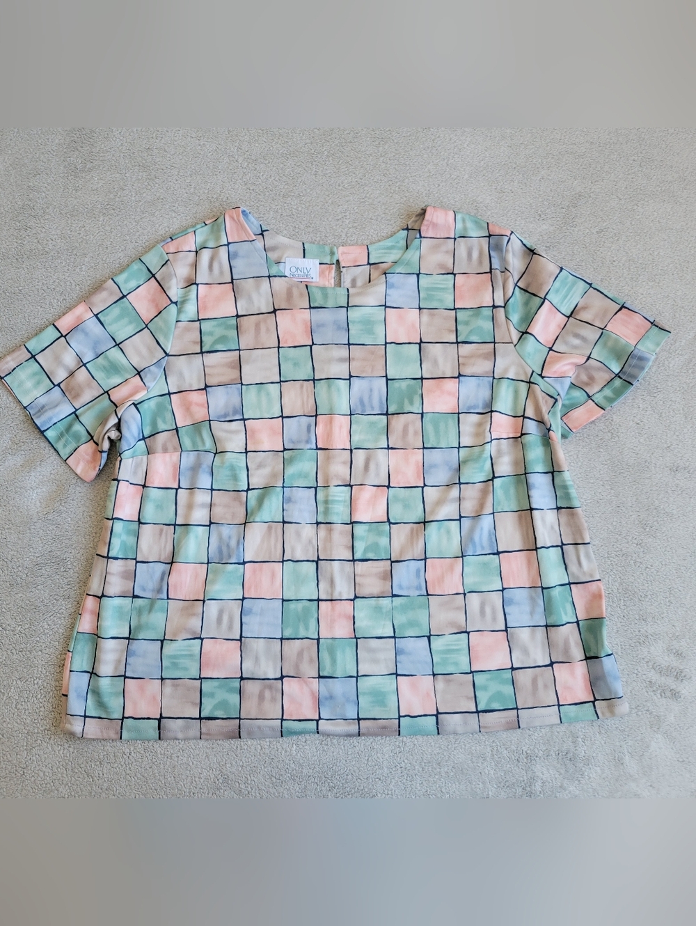 Only Necessities  Pastel Checkered Tee in Peach, Mint, Blue, Beige